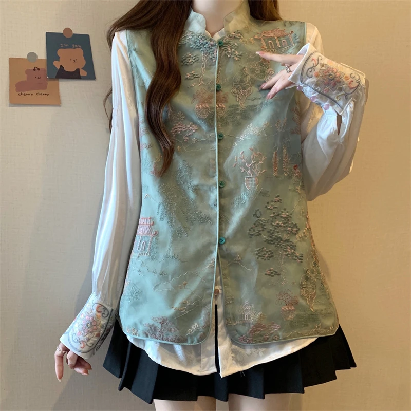 中国风刺绣新中式国风高级感改良唐装无袖上衣背心马甲女2025夏