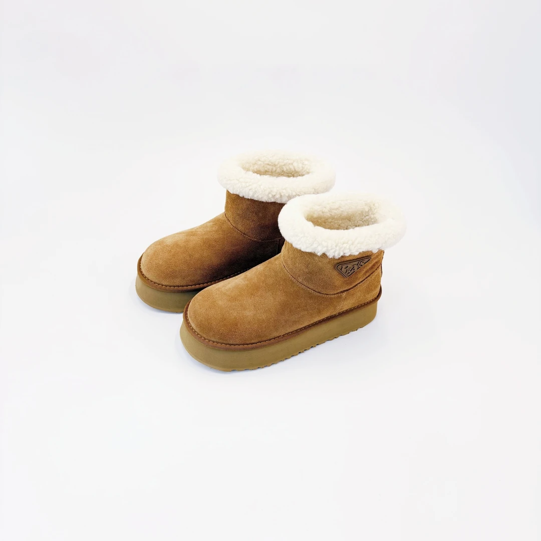 北鱼专属【极地雪地靴】时尚真皮+保暖羊羔毛冬季保暖#跟高3.5CM