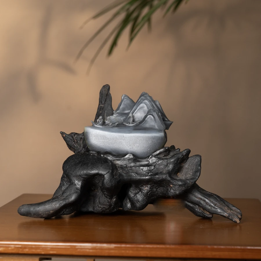 和田玉青花山水意境摆件