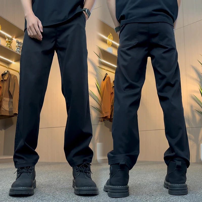 【垂感舒适】春夏新款莱赛尔黑色宽松直筒百搭男士休闲裤舒适长裤子