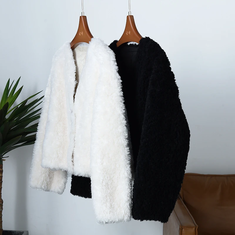 【古琦推荐】黑白双色100羊毛摇粒绒外套冬季保暖羊羔毛上衣9205