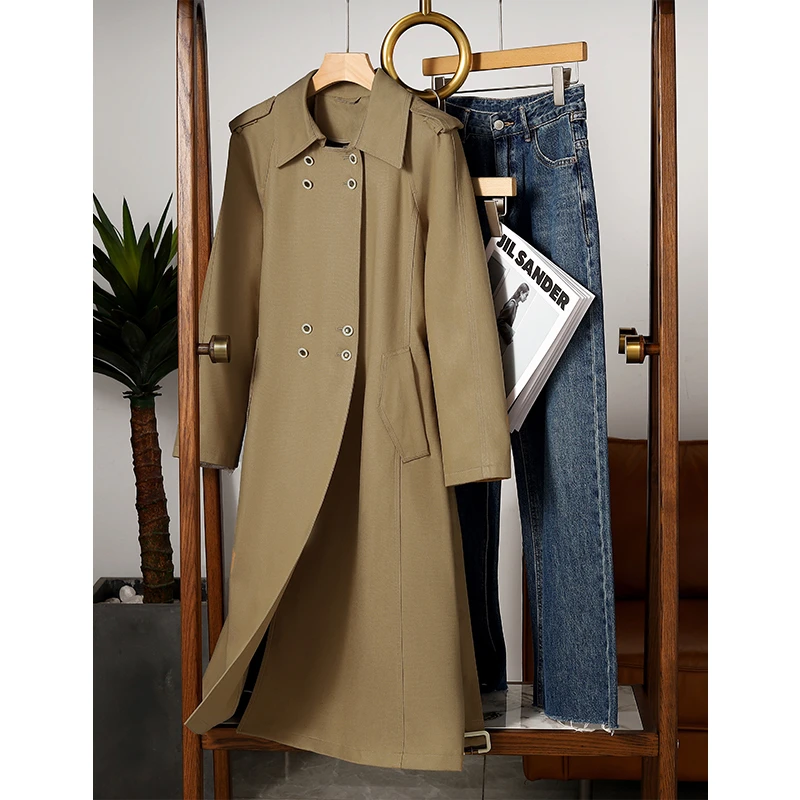 【古琦推荐】秋季高品轻奢系带双排扣风衣85201