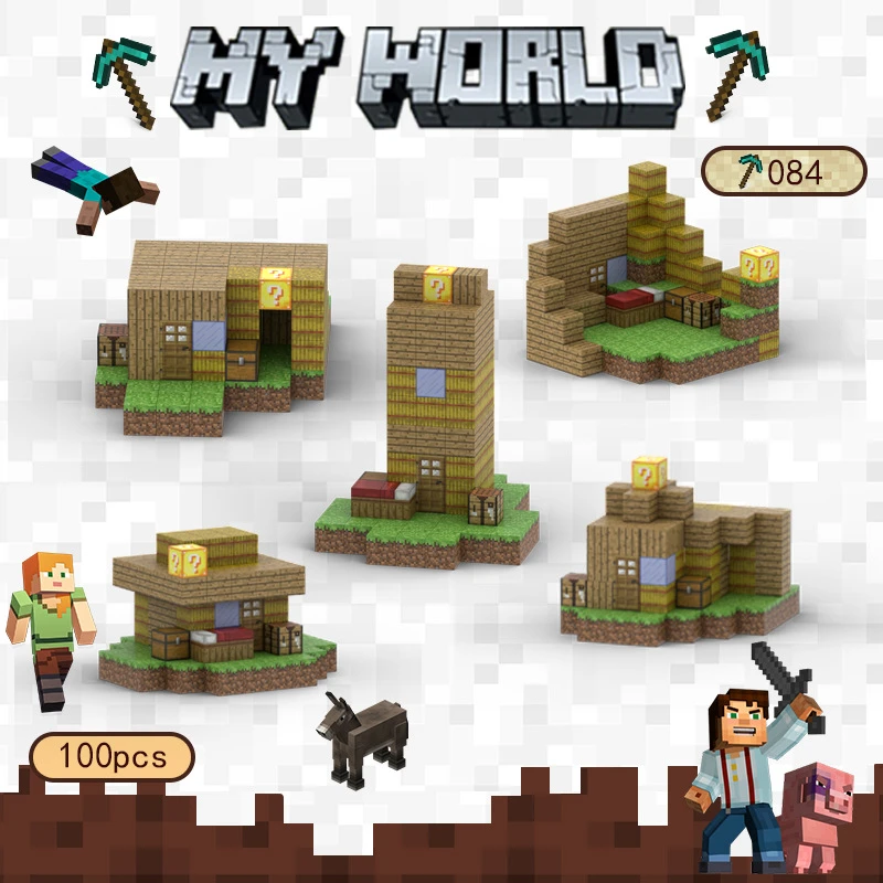 牧场小筑我的世界周边磁力方块砖积木磁块动物自然益智男女童玩具