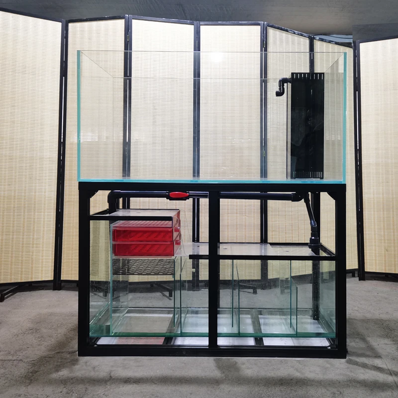 超白玻璃鱼缸侧溢流底滤大中小型客厅生态水族箱