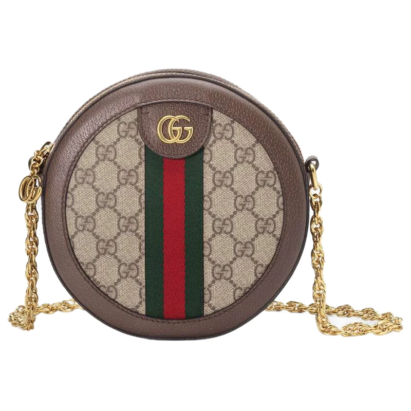 99新 GUCCI/古驰 双G圆形单肩斜挎包新款/老花圆饼包/D店