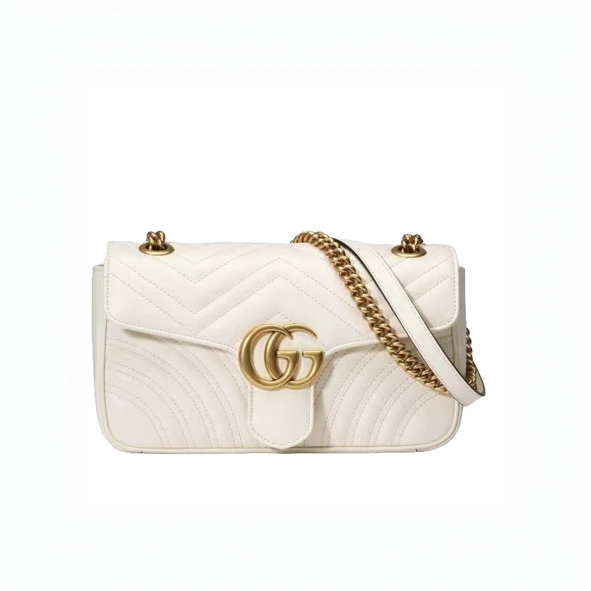 99新 GUCCI/古驰 马蒙白中号单肩包/白色/女士