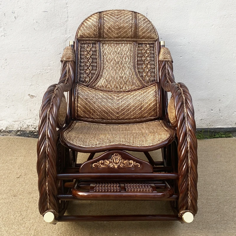 【真藤世家】豪华大号双扭藤摇椅客厅午休逍遥椅阳台家用午睡椅