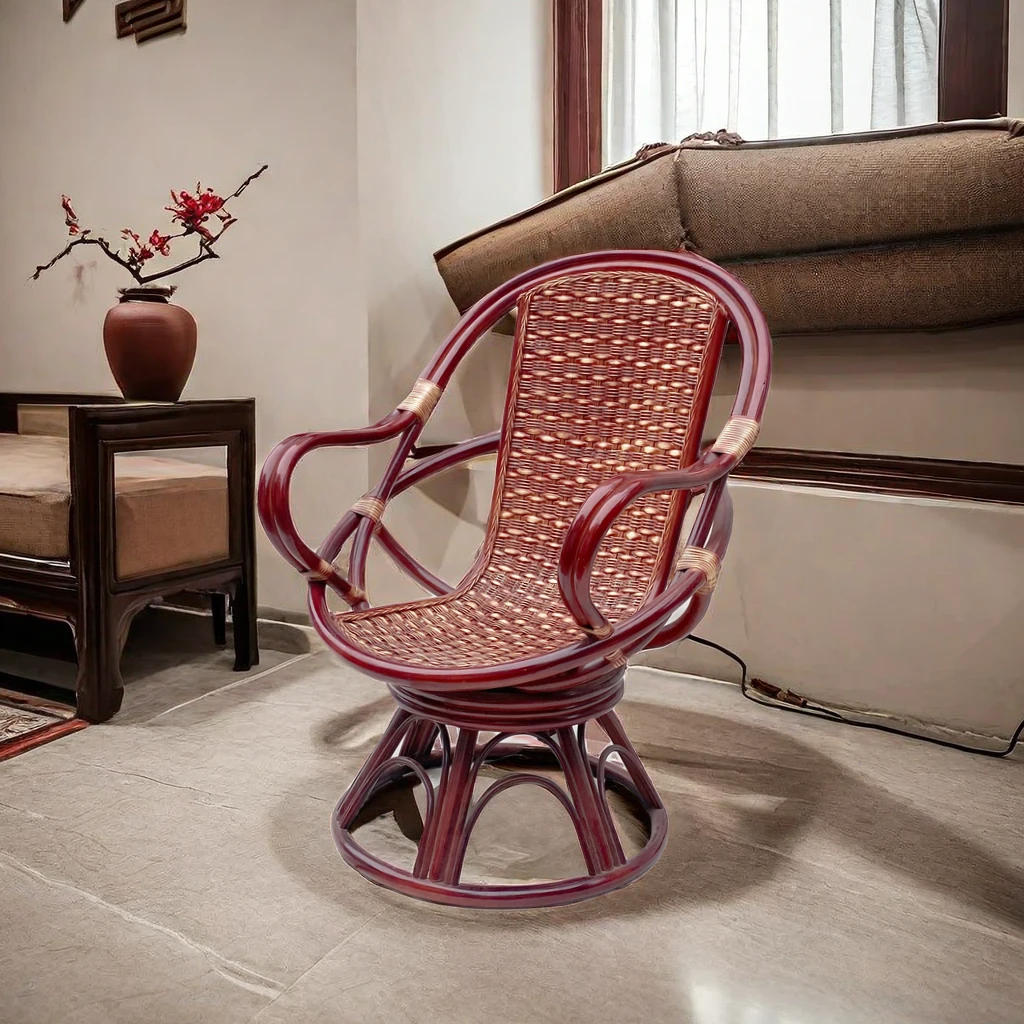 【真藤世家】全藤手工编织高靠背转椅客厅阳台阳光房家用单人椅