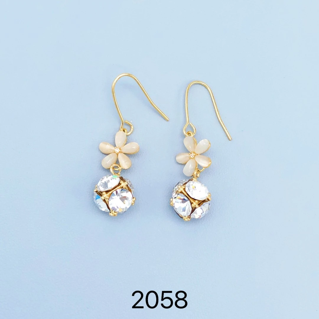 铜合金合成锆石耳饰  2058#气质时尚百搭个性简约优雅精致耳饰