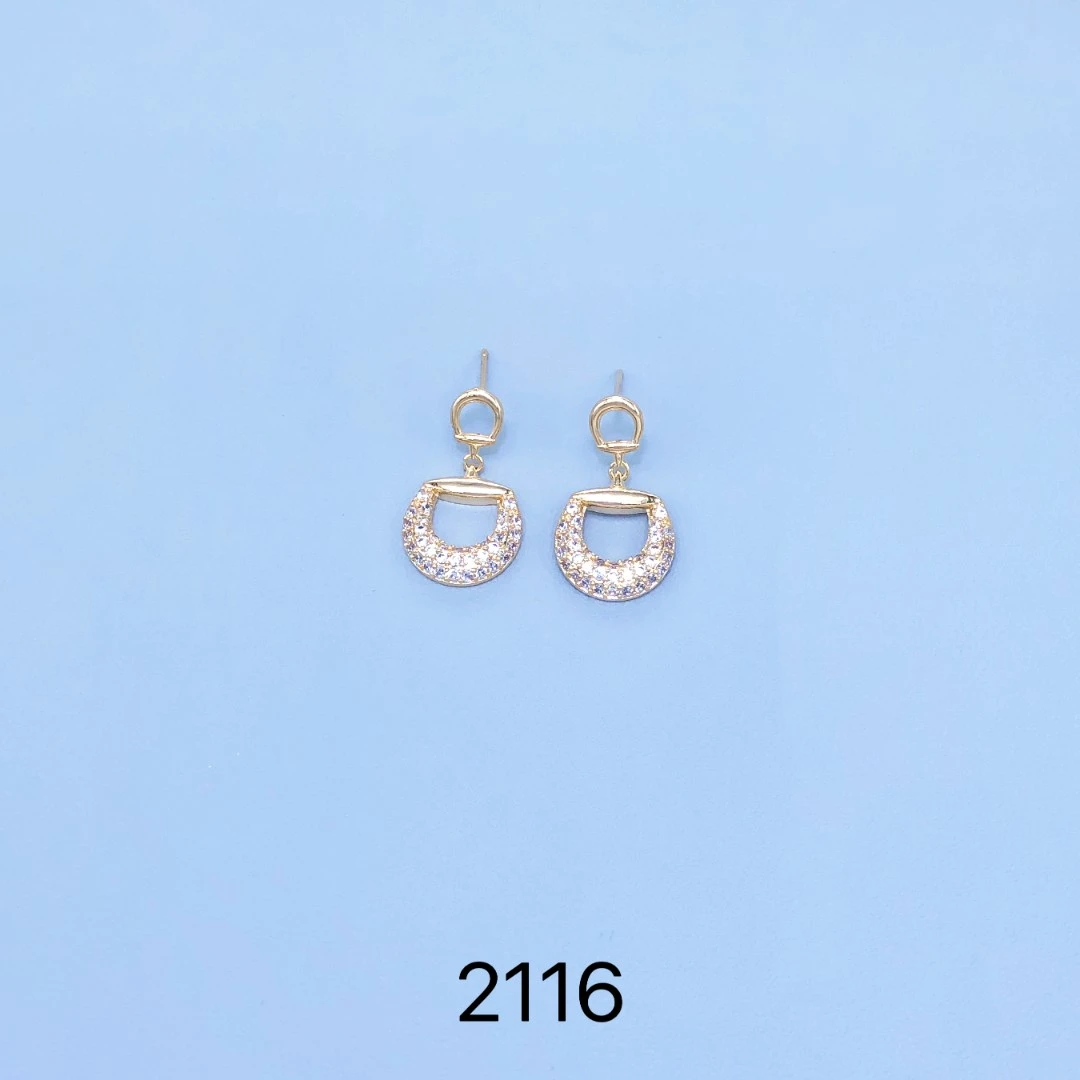 铜合金合成锆石耳饰 2116#气质时尚百搭个性简约优雅精致耳饰