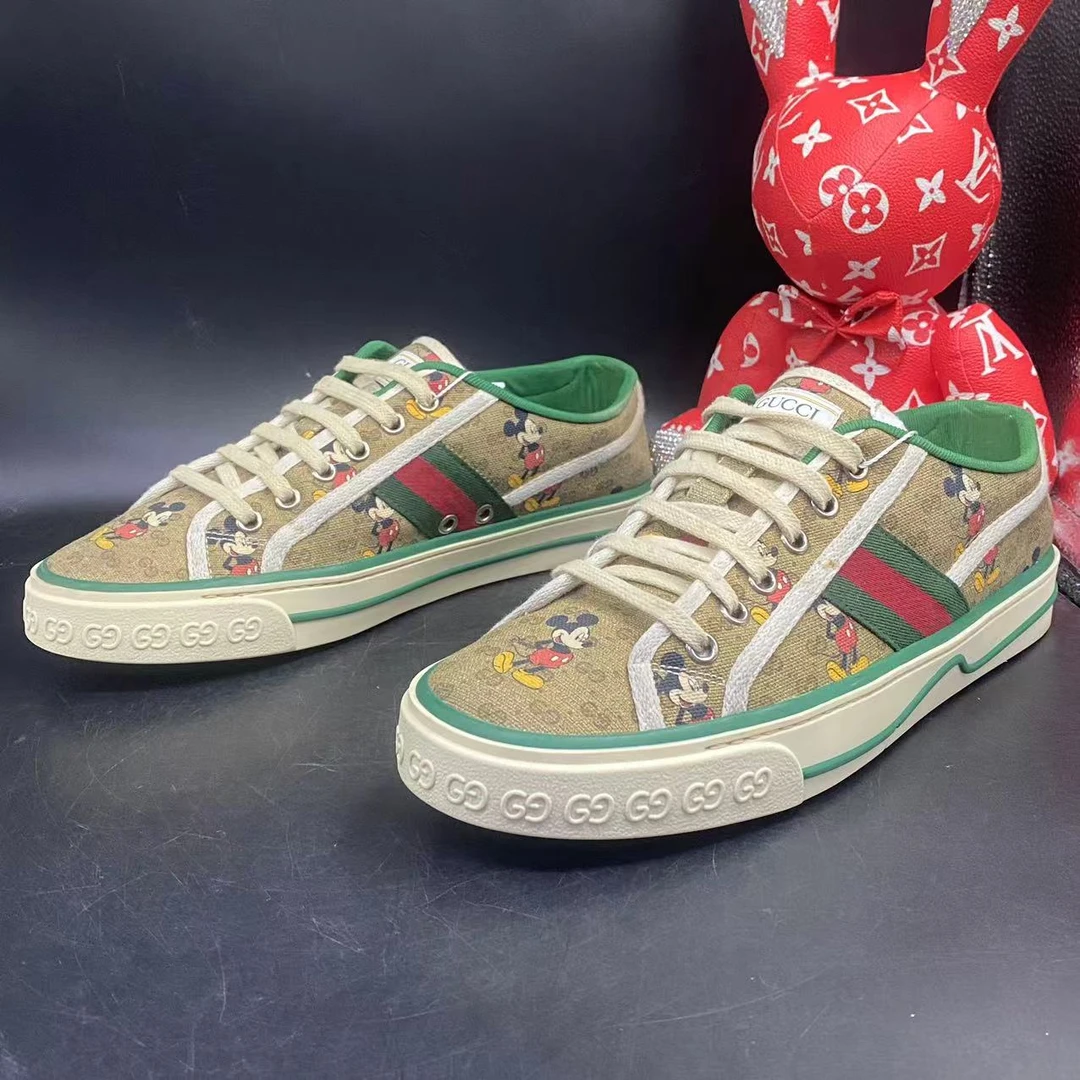 【聚星福利】GUCCI/古驰男棕色老花1977米老鼠板鞋40.5欧码ddm1373