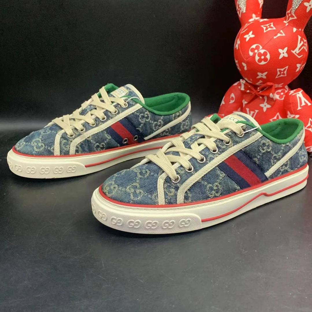 【聚星折扣】GUCCI/古驰95新男士舒适时尚蓝色牛仔1977板鞋40欧码