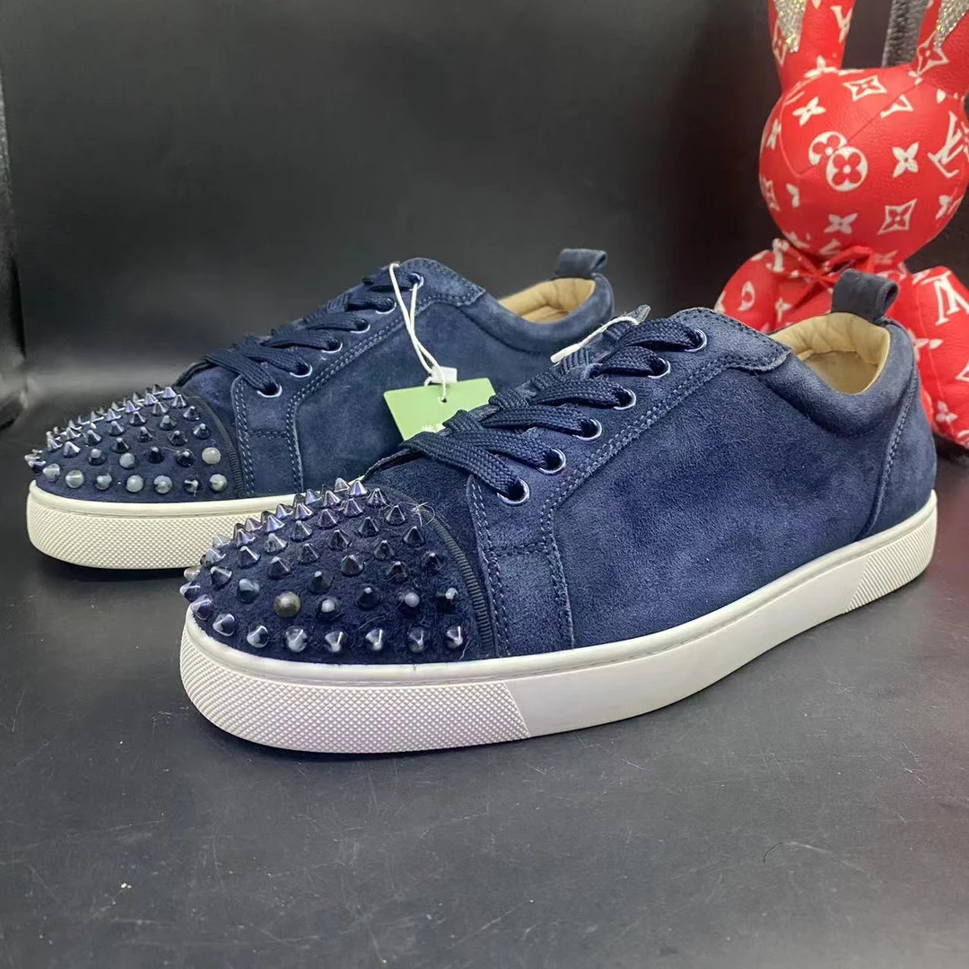 【AO福利】Christian Louboutin/路铂廷 42欧码 蓝色铆钉板鞋ao187