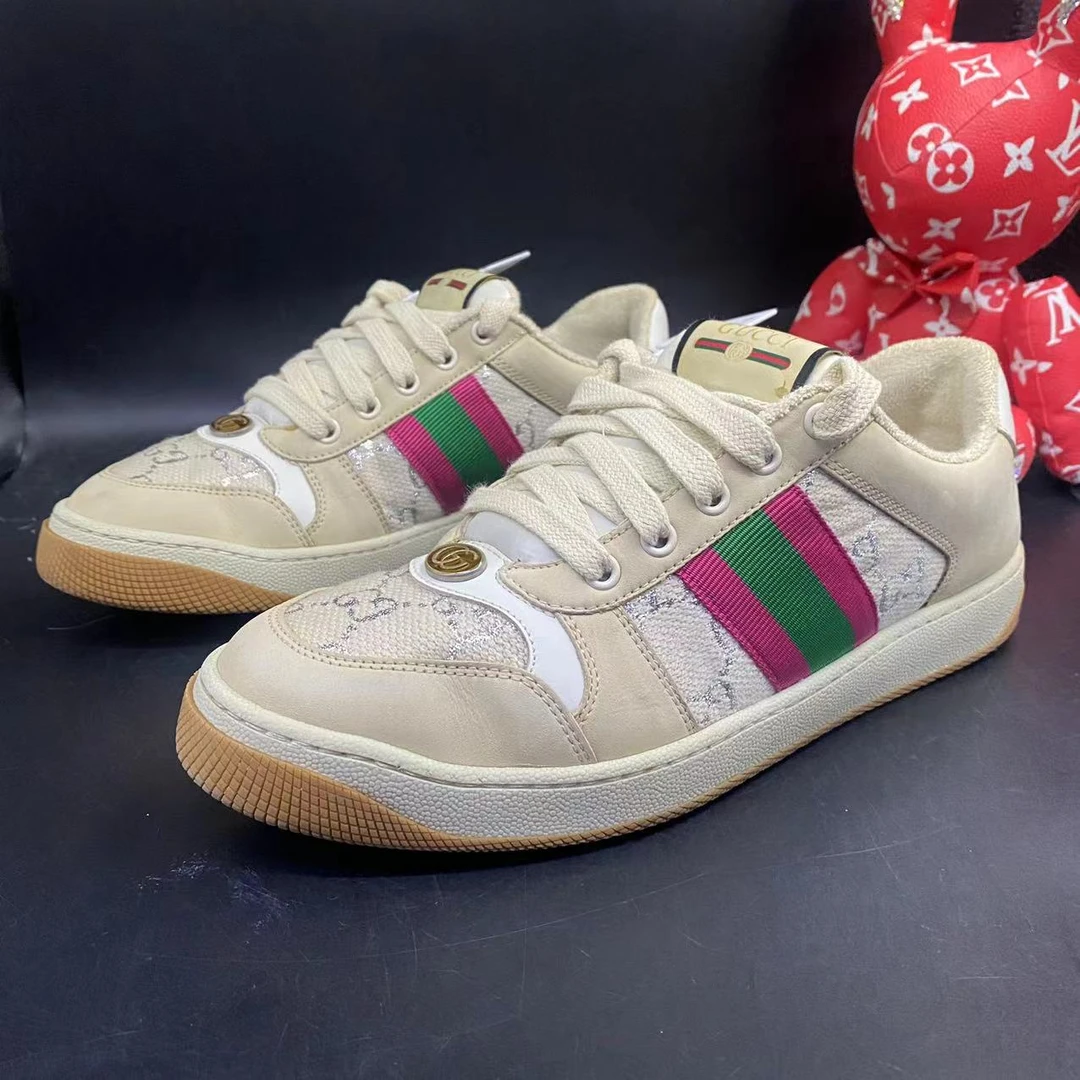 【AO折扣】GUCCI/古驰 39欧码 男士时尚米白印花休闲脏脏鞋gl214