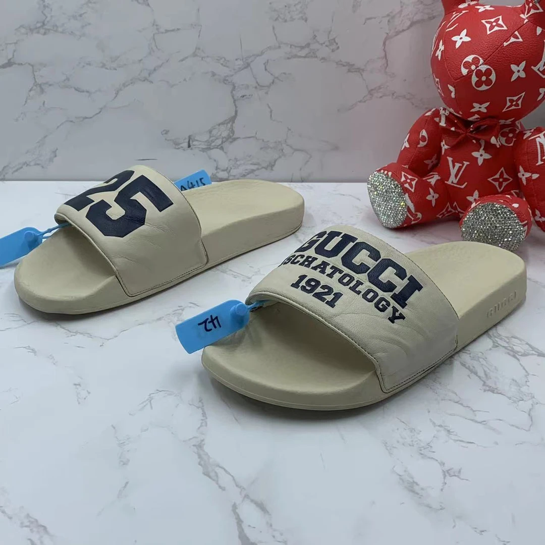 【聚星福利】GUCCI/古驰/二手男士休闲舒适百搭米黄色拖鞋42欧码