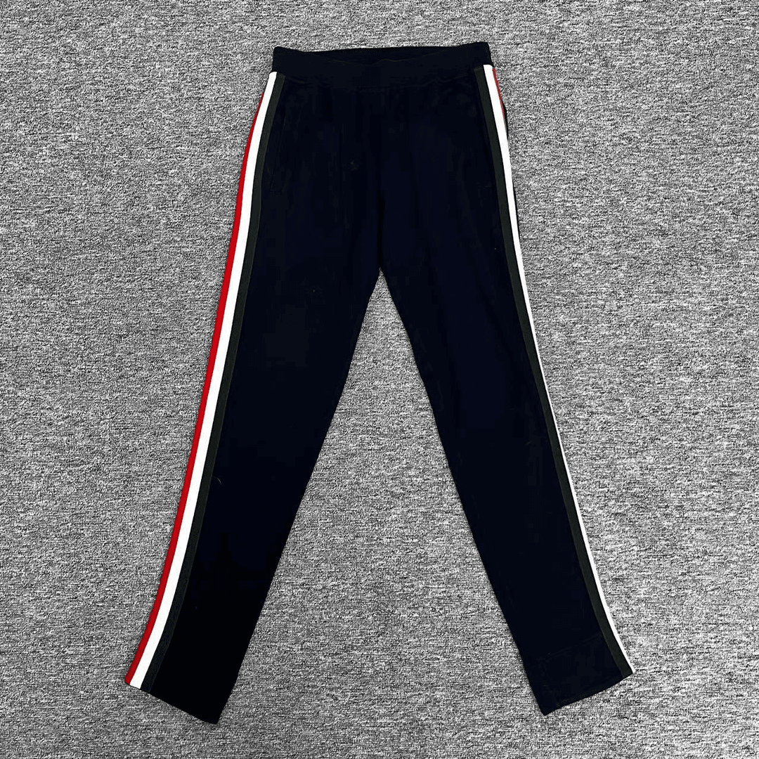 【聚星甄选】GUCCI/古驰男士蓝色侧边条纹拼色休闲裤98新M码jxsc067