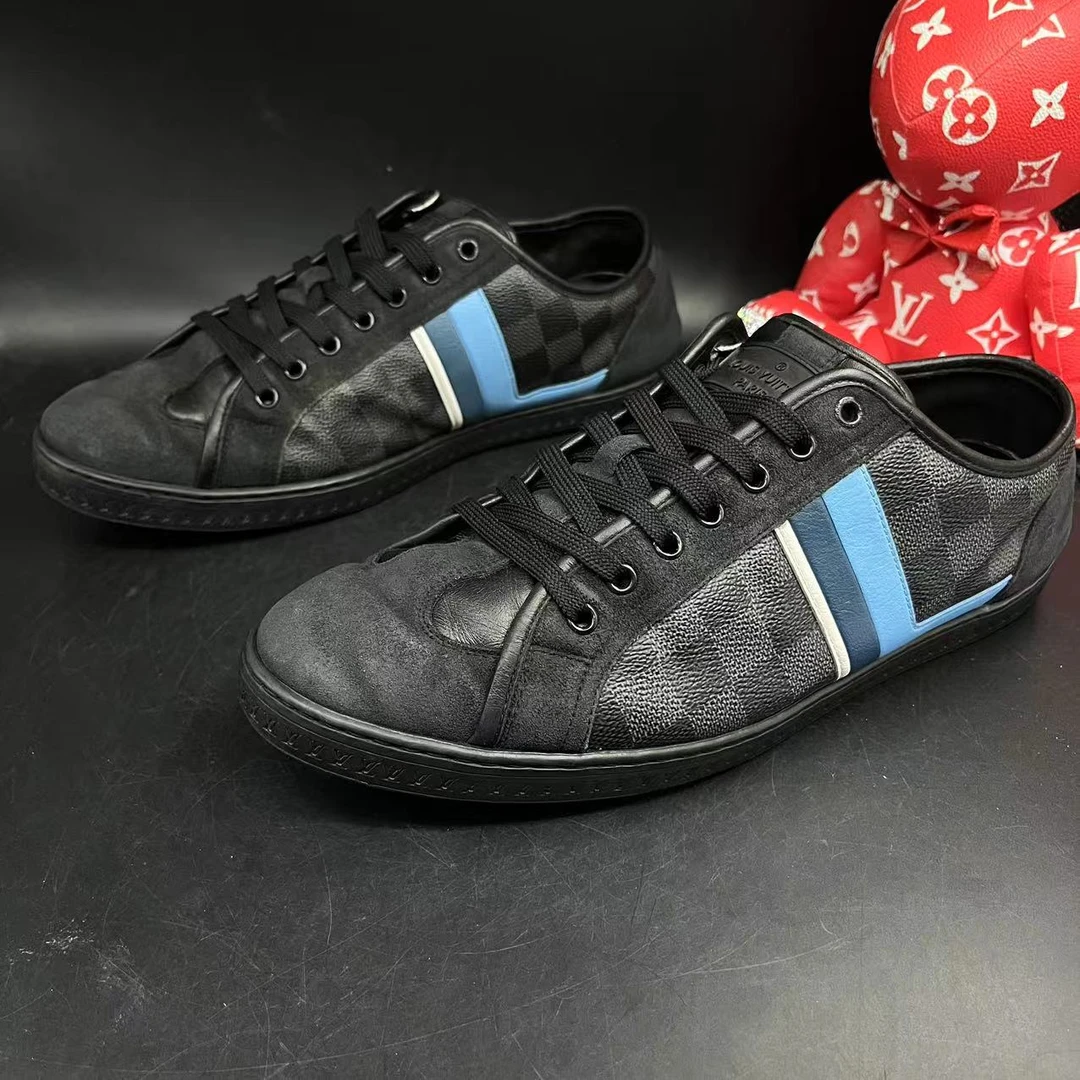 【聚星福利】LouisVuitton/路易威登男士黑蓝棋盘板鞋42欧码ddm1028