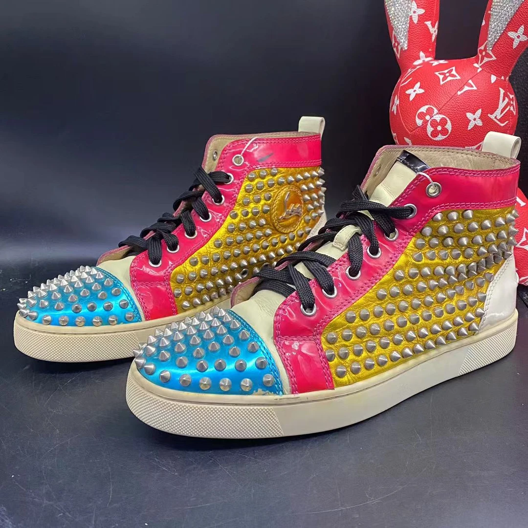 【聚星福利】ChristianLouboutin/路铂廷拼色高帮板鞋41欧码ddm1023
