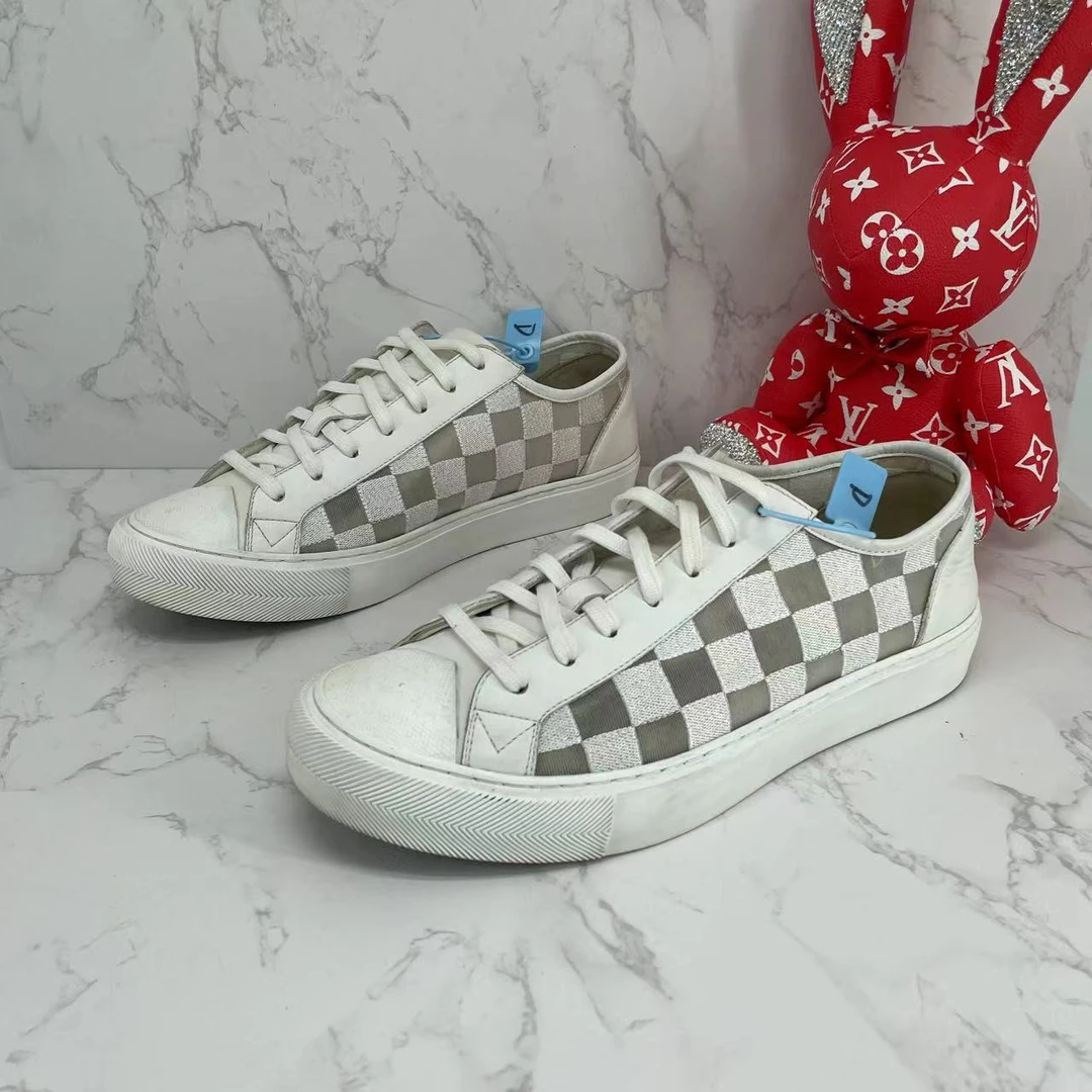 【聚星折扣】LouisVuitton/路易威登男士白色棋盘格休闲时尚板鞋405