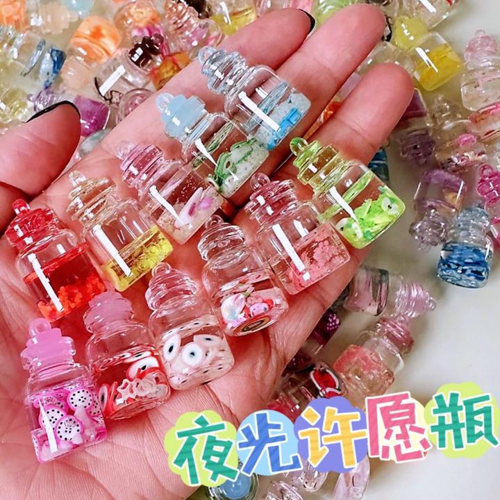 仿真迷你夜光许愿瓶玻璃阿拉瓶儿童发光漂流瓶饰品轻奢彩色高级感
