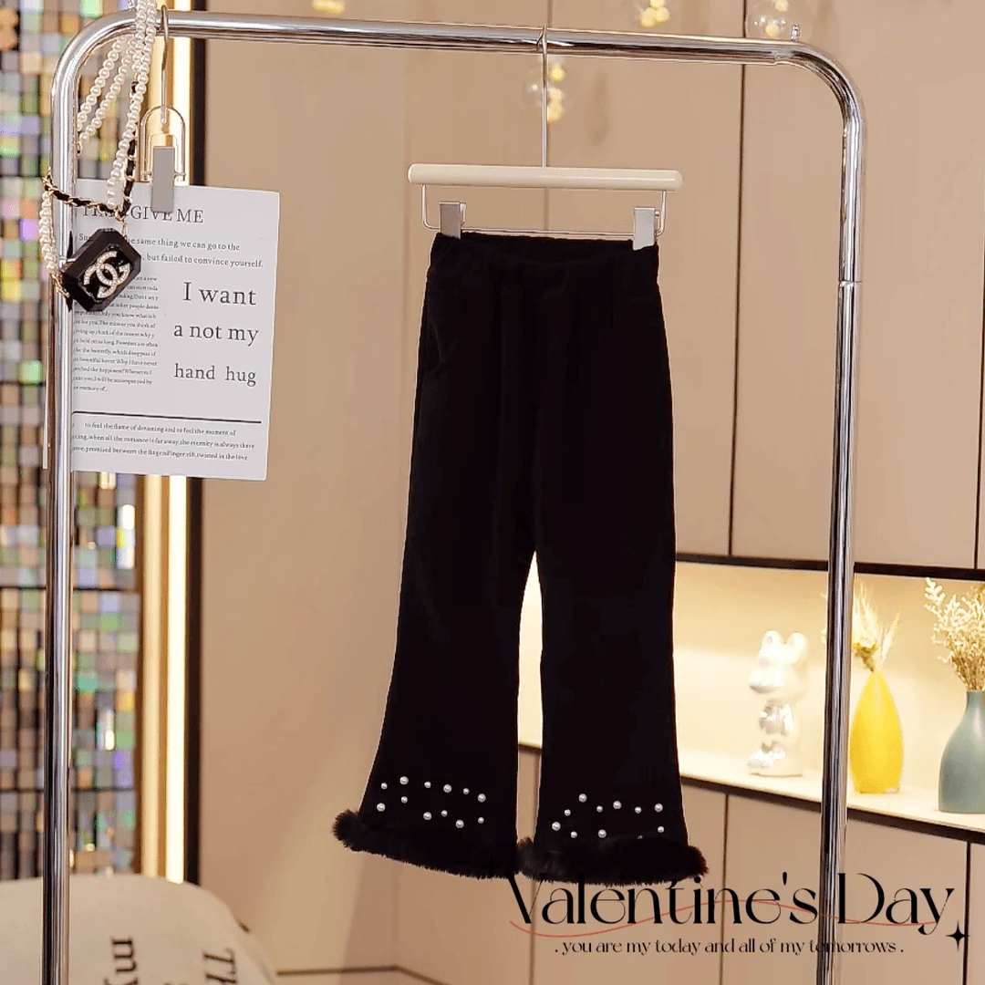 女童加绒裤子2024新款洋气喇叭裤