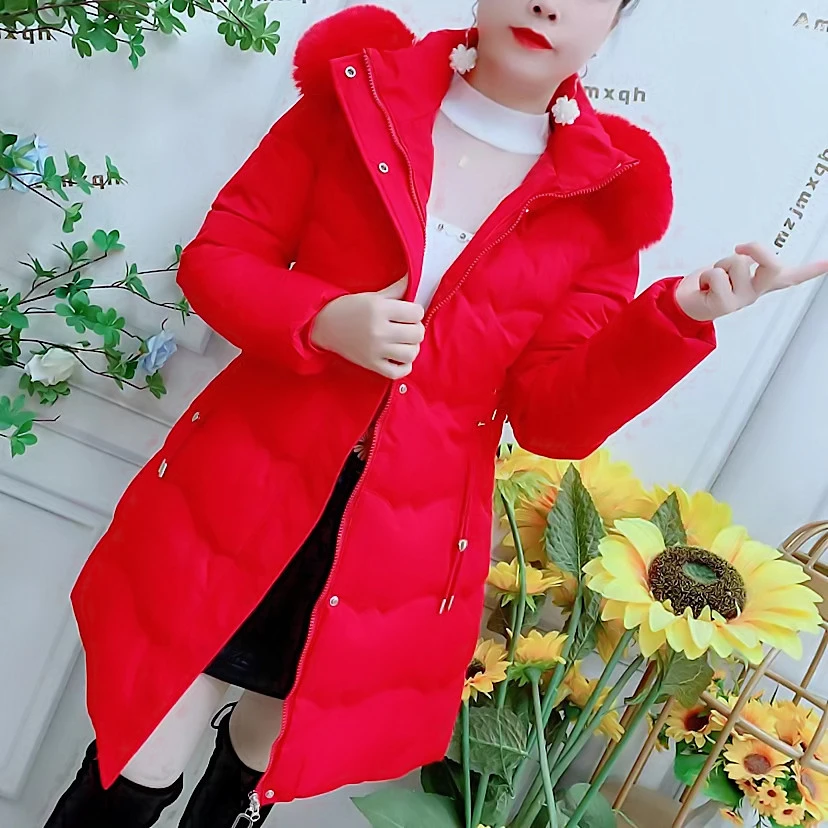 秋冬中长款棉服女新款韩版修身显瘦棉袄加厚保暖连帽时尚棉衣外套