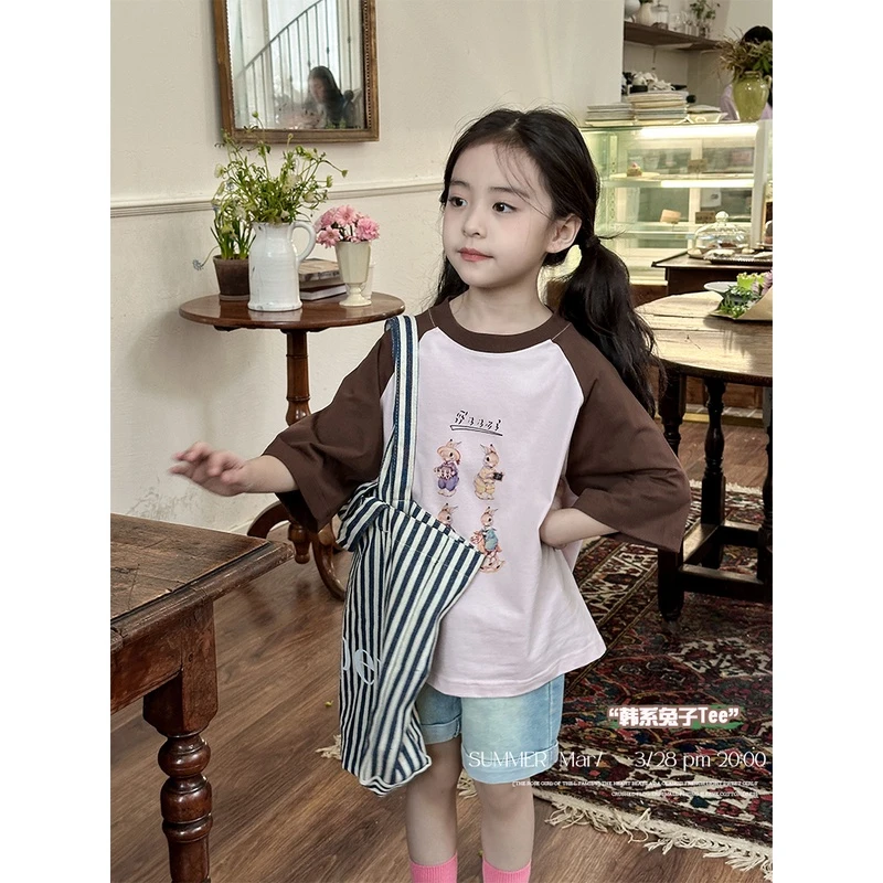 【韩系兔子T】七七自留款！男女童24夏季韩系卡通休闲字母短袖T恤