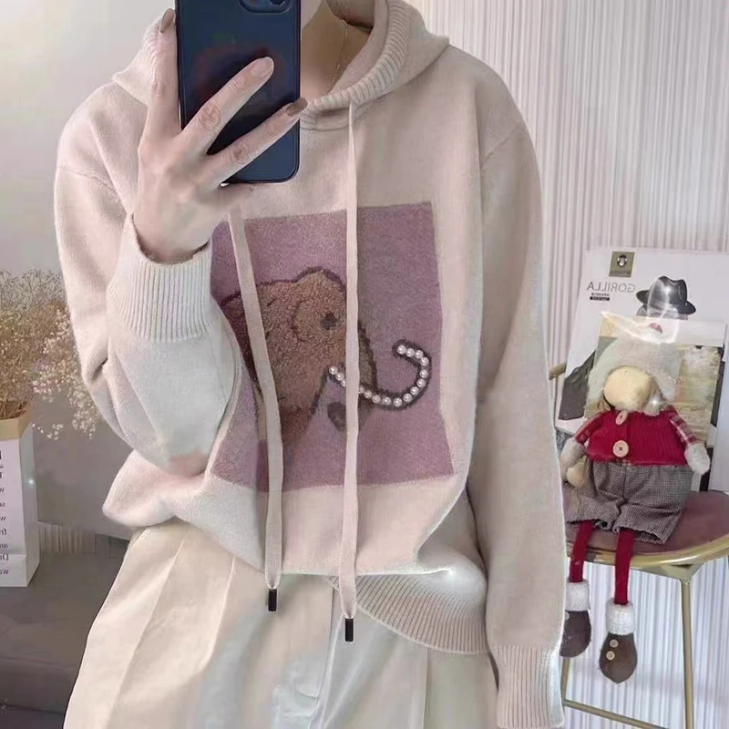 【大象】毛衣女秋冬季新款欧货连帽针织衫洋气内搭上衣-9240