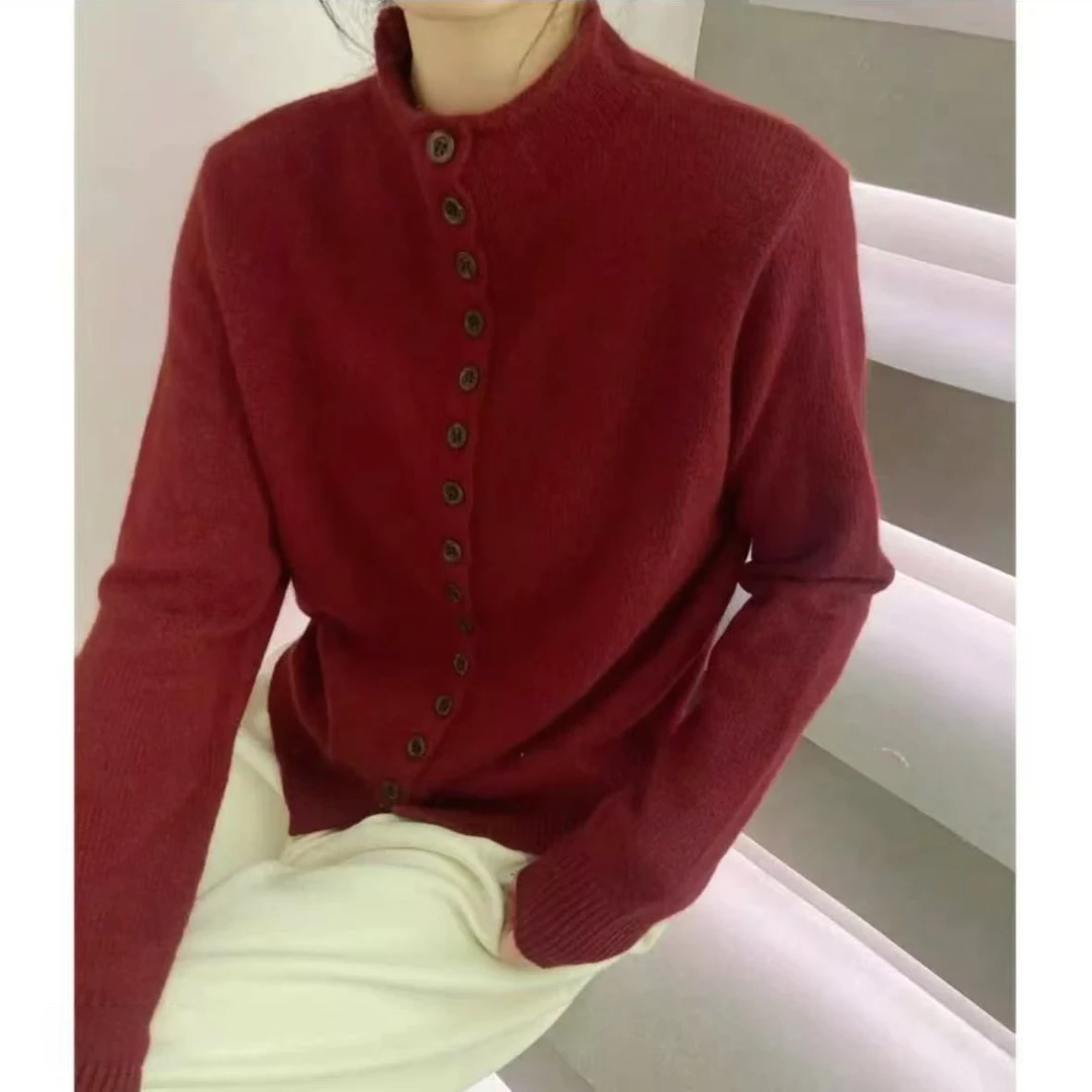 *保暖搭配神器!秋冬外穿加厚高级感上衣半高领毛衣针织开衫-806