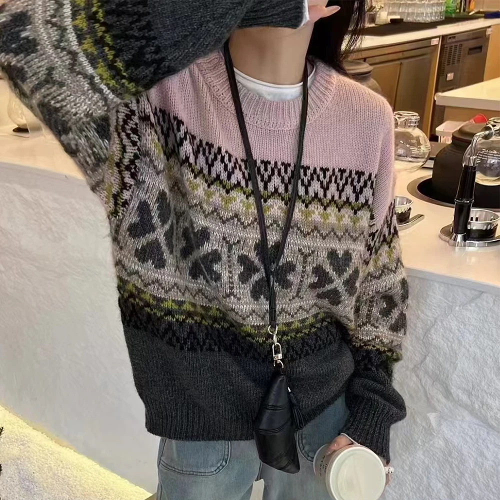 「四叶草」秋冬提花针织衫女圆领套头毛衣时尚保暖打底衫 -9585