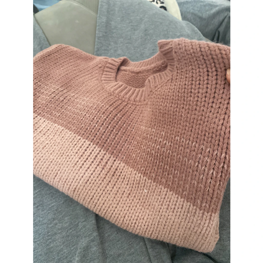 【渐变套头】早秋时尚宽松长袖针织衫秋冬女温柔毛衣慵懒风上衣-531