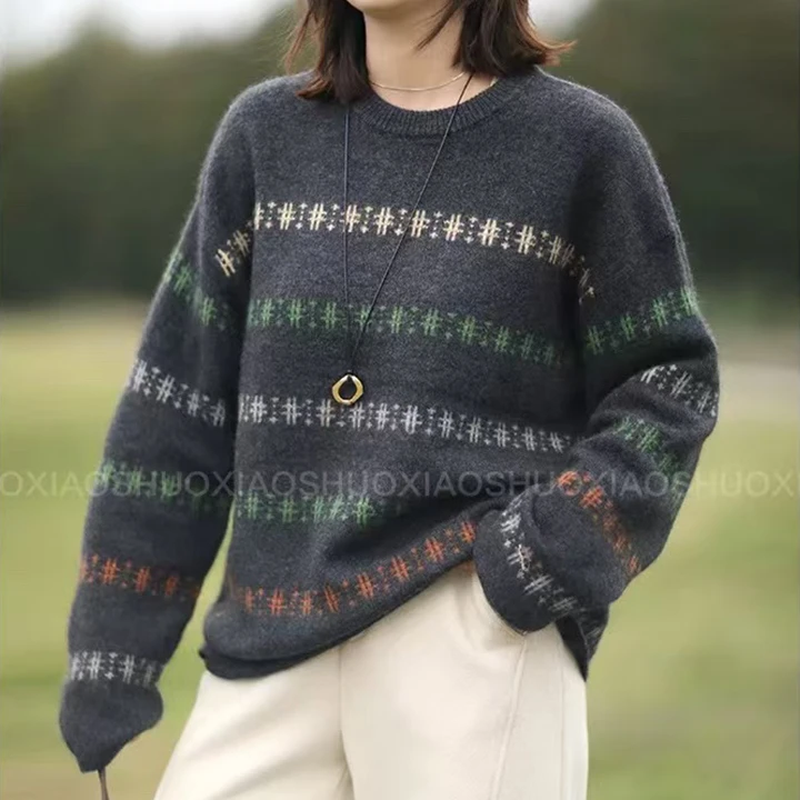 保暖搭配神器!秋冬外穿加厚高级感上衣长袖毛衫女士毛衣-9580