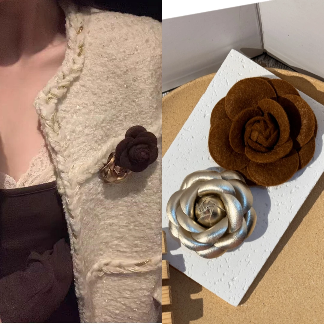 2只组合贵贵千金胸花复古小香山茶花胸针别针扣外套配饰时髦网红