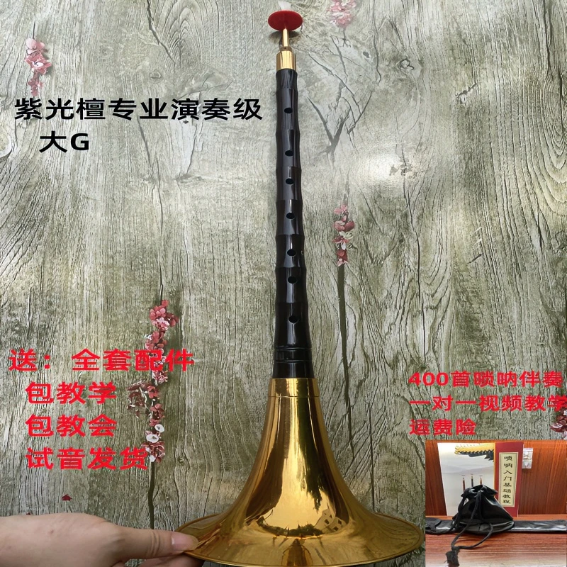大G调紫光檀唢呐中国包专业唢呐教学视频震撼二泉吟外国人