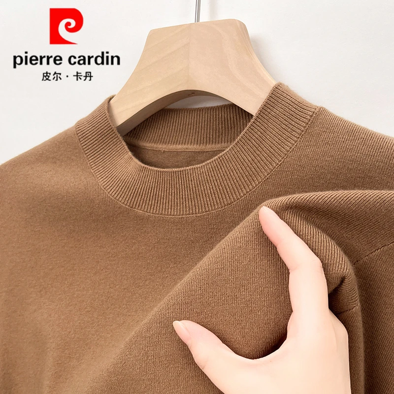 皮尔卡丹【高档·绵羊毛】精纺可机洗半高领毛衣男士秋冬季打底衫男