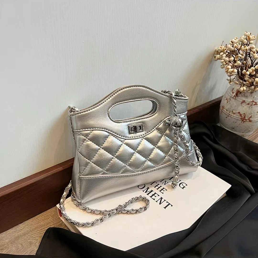 A小香风时尚小众链条包单肩菱格肩包百搭H084