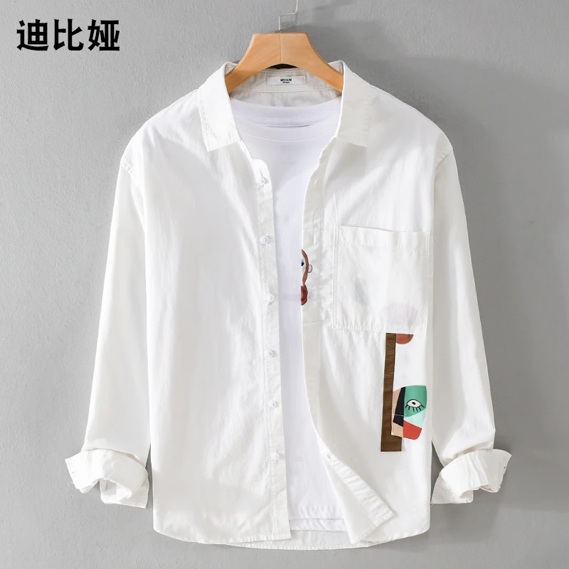 山系小众撞色拼接条纹长袖衬衫外套高级感小众衬衣男潮Y