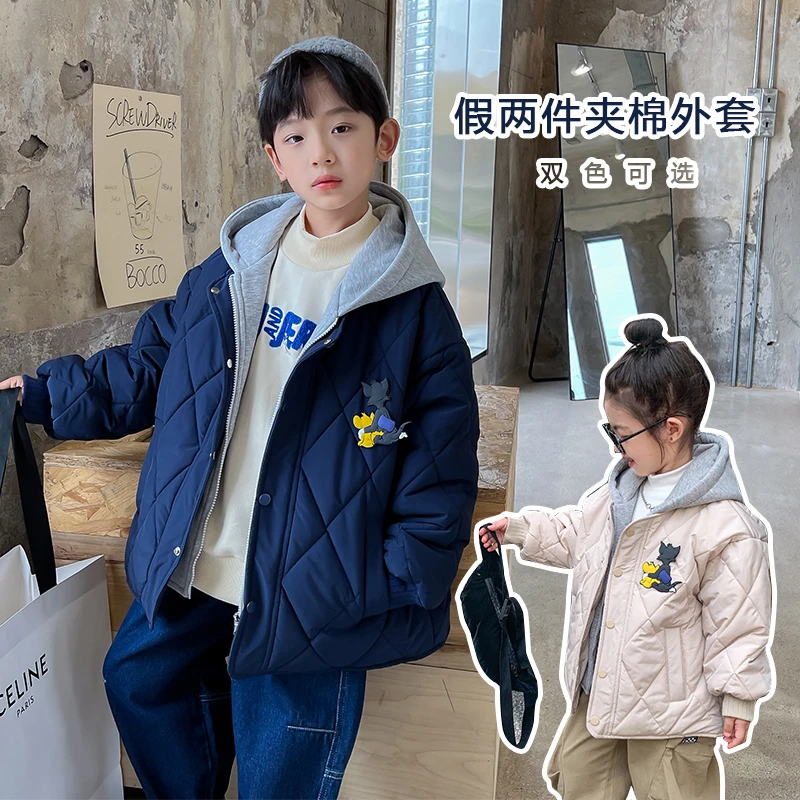 【lisa】猫和老鼠2022新款男女童秋冬加绒加厚连帽棉衣JW22636