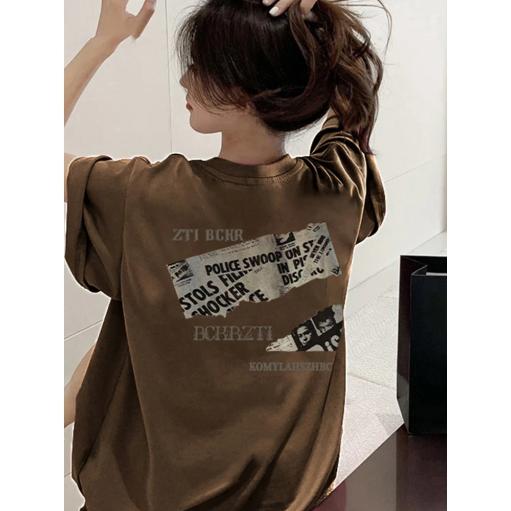 100%重磅纯棉新款短袖t恤女夏季宽松美拉德穿搭百搭潮牌ins上衣