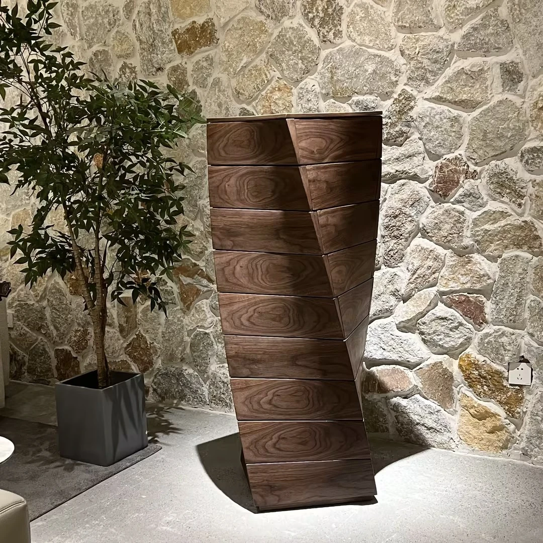 白掌柜新【螺旋斗柜】意式中古奶油收纳储物餐厅客厅斗柜储物柜线条