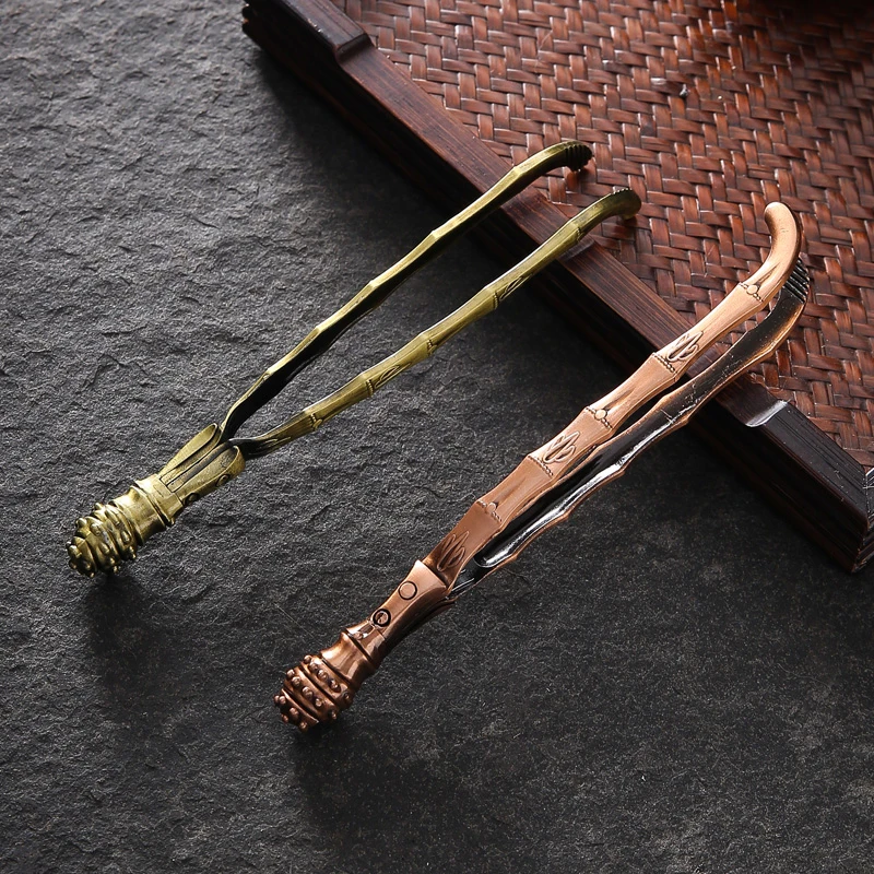 家用纯铜茶夹洗杯夹功夫茶镊子茶杯夹铜茶夹子茶具配件茶道六君子