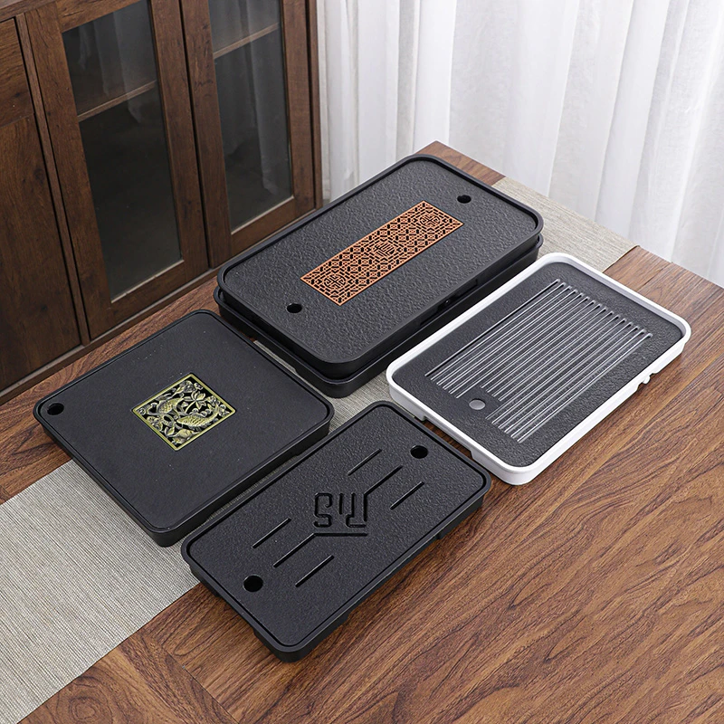 人造石茶盘家用茶具茶台储水排水干泡台仿石轻奢现代简约茶盘托盘