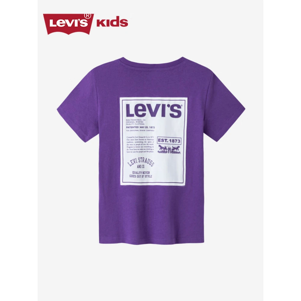 Levi's李维斯童装夏季新款儿童透气舒适纯棉圆领宽松上衣短袖H756