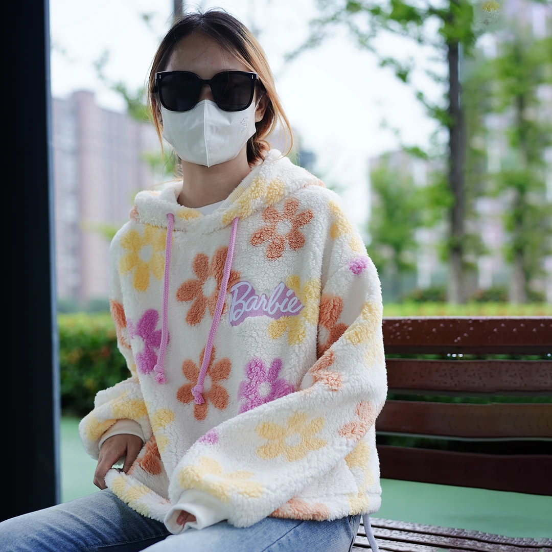 摇粒绒太阳花长袖外套叠穿遮肉肉上衣2023时尚春秋新款宽松百搭