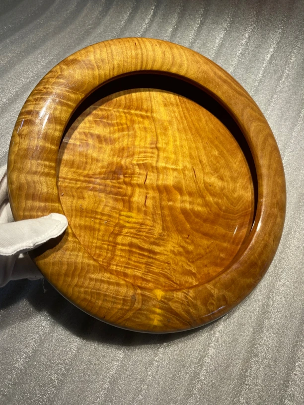 金丝楠木聚宝盆水果盘笔洗果盘金楠木满水波盘子聚宝盆摆件