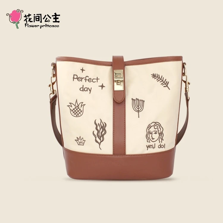 花间公主Perfectday单肩斜挎文艺女包原创水桶包
