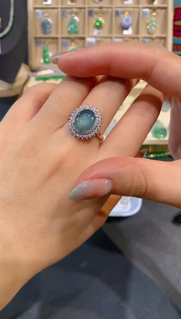 【闪购商品】翡翠吊坠(不含链)银S925镶嵌戒指