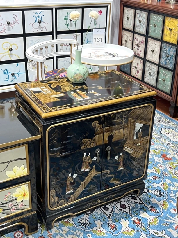 新中式床头柜彩绘家具边柜玄关60*38*65