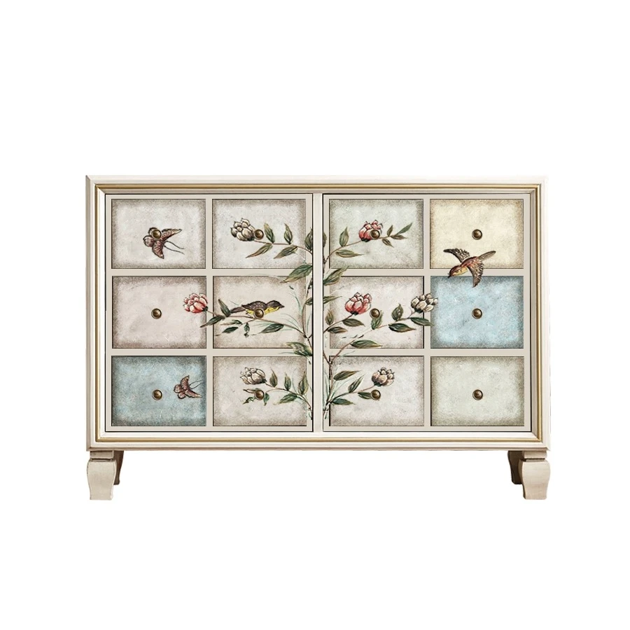 美式乡村六斗柜实木卧室床尾置物五斗收纳衣橱客厅玄关柜餐边柜