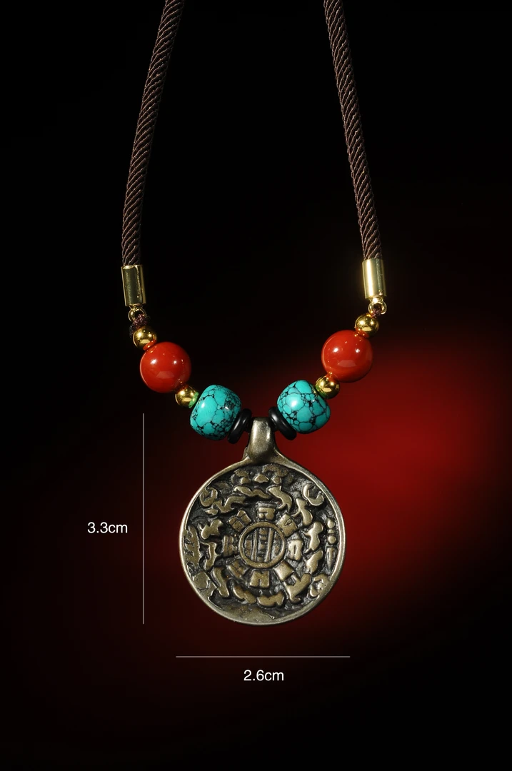 藏式九宫八卦牌迷你小号九宫牌锁骨链